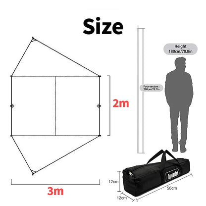 Car Side Awning With Suction Cup Anchors Black Waterproof UV Tent Shade