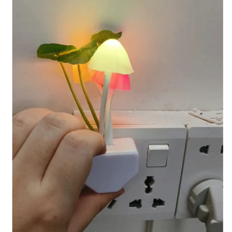 Novelty Mushroom Night Light – LED Colorful Lamp with EU & US Plug, Light Sensor, 220V