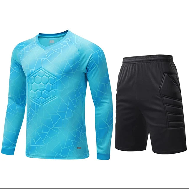 Men Kid 2024 Soccer Goalkeeper Uniform Protective Sponge Long Sleeve Football Training Goalkeeper Top Soccer Jersey Pants Custom
