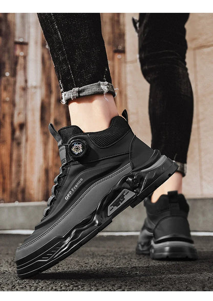 Mens Mesh Breathable Thick Sole Casual Shoes Lace Up