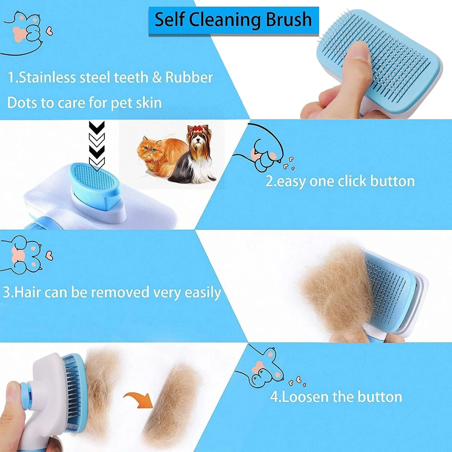Dog Hair Remover Brush – Pet Grooming & Cleaning Comb for Long Hair Dogs and Cats