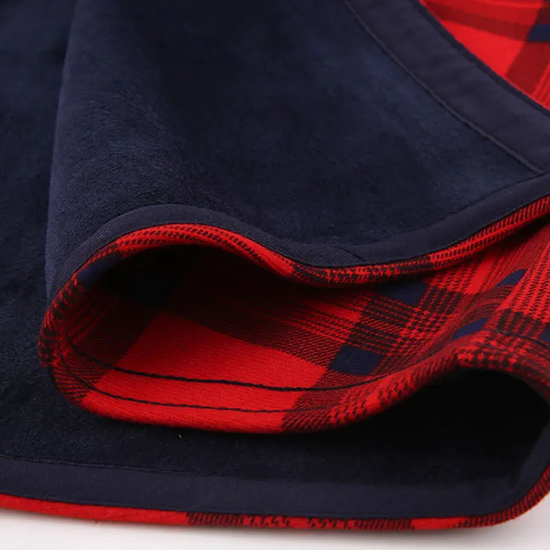 American size men's shirt long sleeve autumn winter warm plus fleece thickened plaid large size fashion free iron