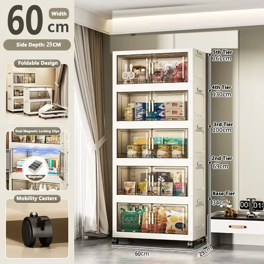 Storage Cabinet Folding Storage Box Home Living Room Toy Cabinet Storage Rack Snack Cabinet Installation-Free Kitchen Storage Cabinet Folding Storage Cabinet Organizer