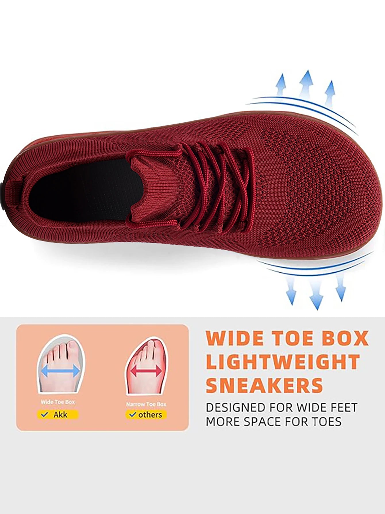Wide-Toe Mens Walking Shoes With Breathable Mesh Microfiber