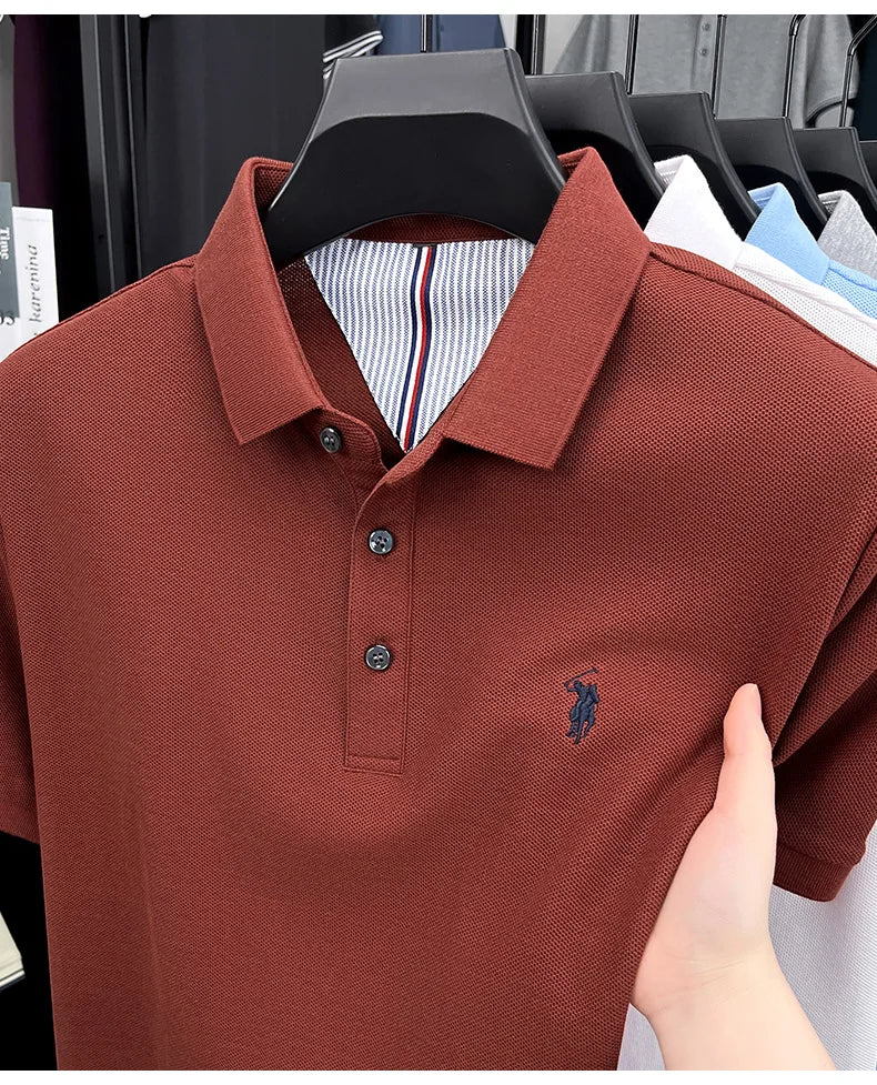 100% pure cotton high-end brand men's short sleeve polo shirt summer fashion original pony embroidery golf Paul  casual T-shirt