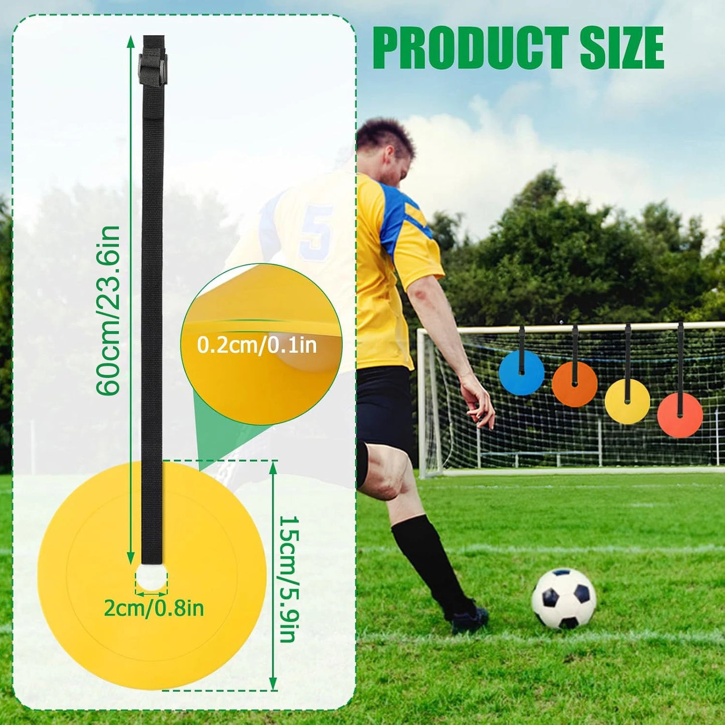 4PCS 6" Soccer Goal Target Training Discs, Adjustable Flat Spot Markers to Improve Football Shooting Accuracy for Practice