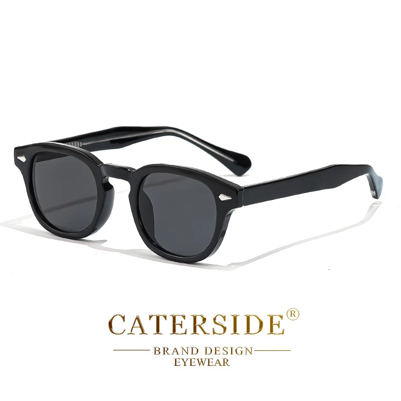 CATERSIDE Retro Round Men Sunglasses Punk Propionic Acid Pin Temple Luxury Sun Glasses Women Sports Leisure Party Eyewear UV400