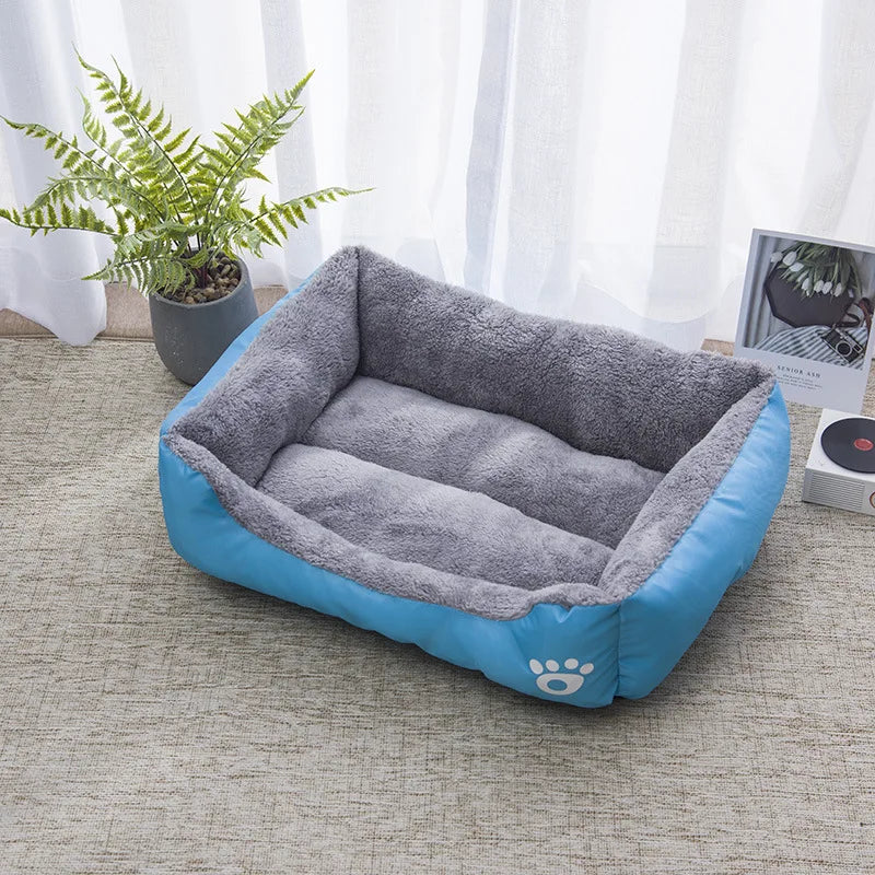 Color Square Winter Dog Bed – Soft Warm Pet House Mat, Waterproof Cat Bed
