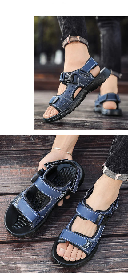 Men's PU Leather Sandals Open Toe Lightweight Footwear Size 39-46