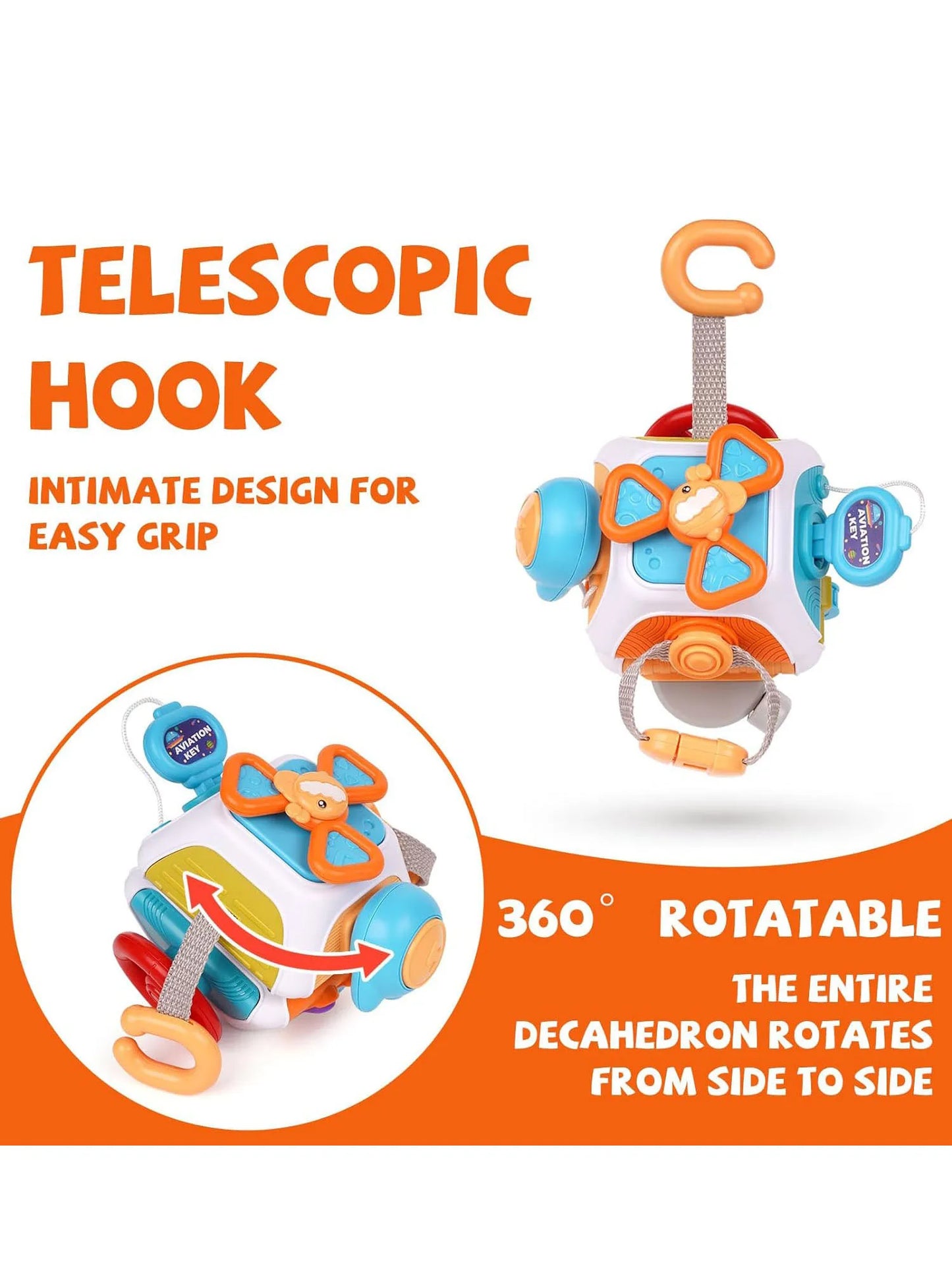 Baby Busy Board Cube Montessori Sensory Toys for Toddler Educational Learning Activities Travel Toy Lock Box Fine Motor Skill