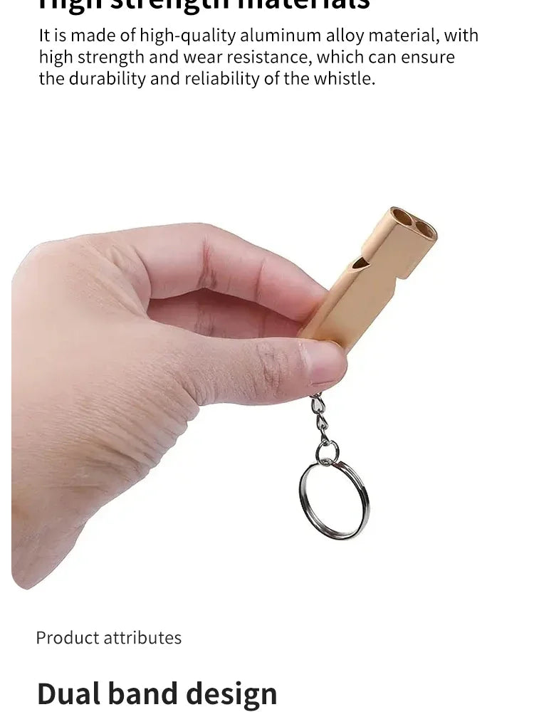 Flat Aluminum Alloy Dual Frequency Survival Whistle Double Tube Outdoor Survival Survival Whistle Equipment Equipped EDC Tool