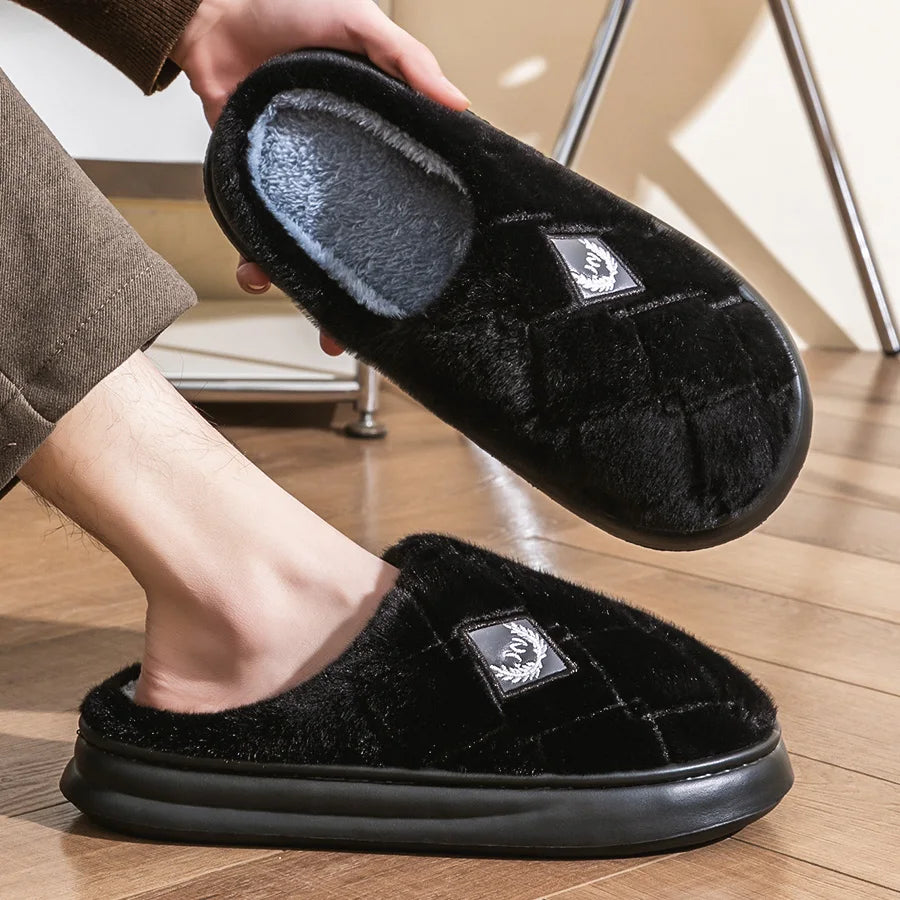 Men's Indoor Slippers EVA Platform Cushion Fur Lined