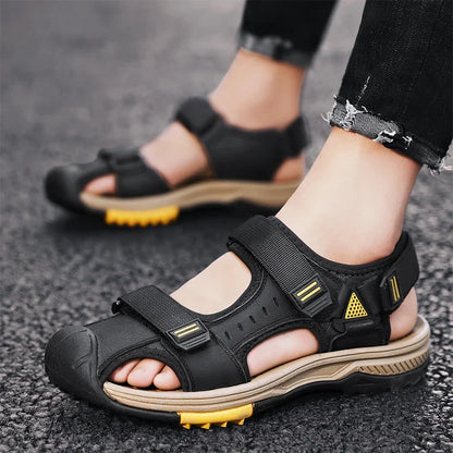 Men Sandals Genuine Leather Large Size Non Slip Waterproof Beach Shoes Outdoor