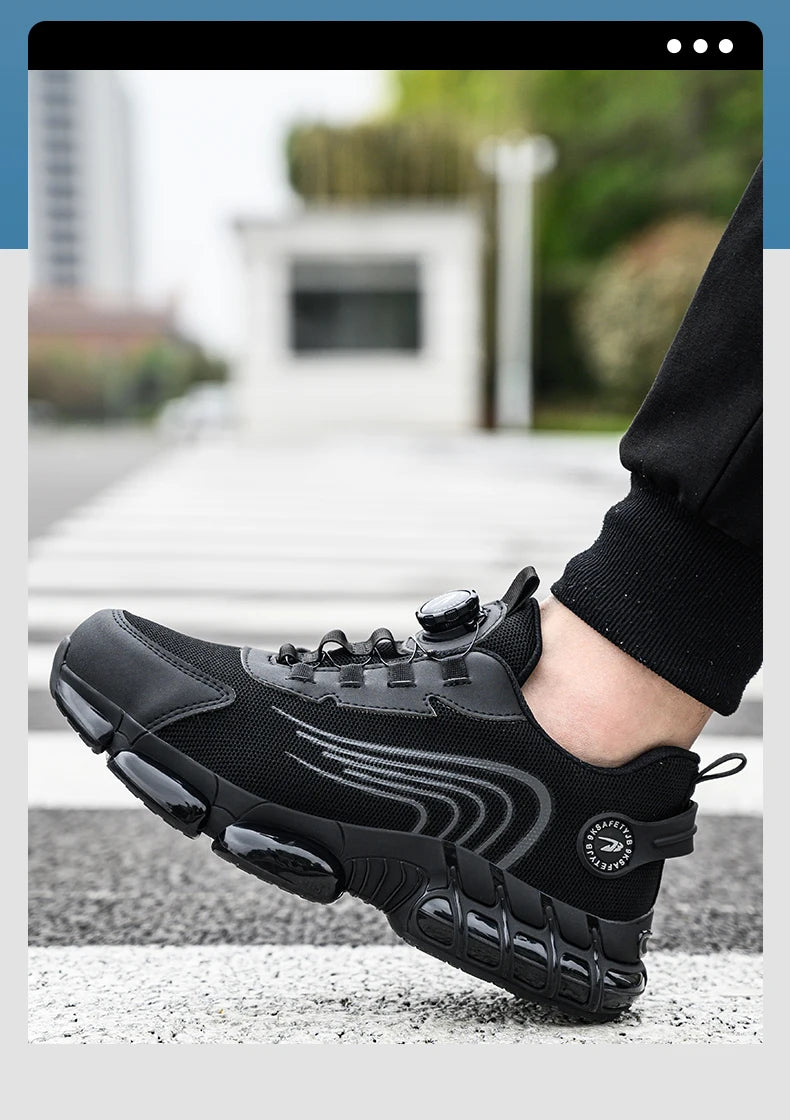 Rotating Button Safety Shoes Men For Work Sneakers Shoes Anti smash Puncture-Proof Protective Men Shoes Steel Toe Work Boots
