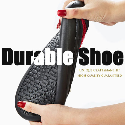 Men's Platform Slippers With Embroidered Cushion, Indoor House Shoes