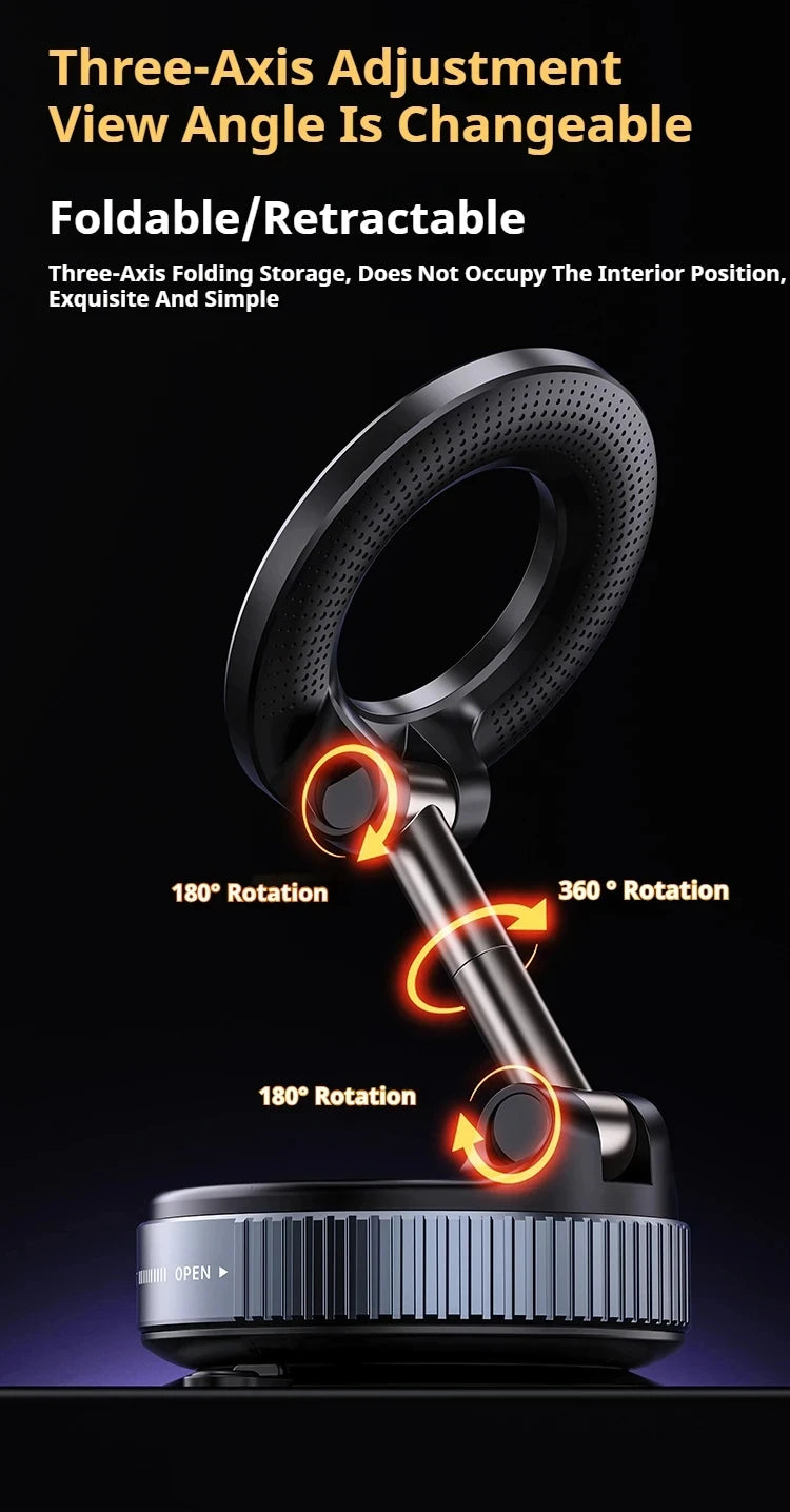 Xiaomi Magsafe Car Phone Holder Suction Cup Vacuum Magnetic Phone Stand 360° rotatable and Foldable Suction Cup Phone Holder