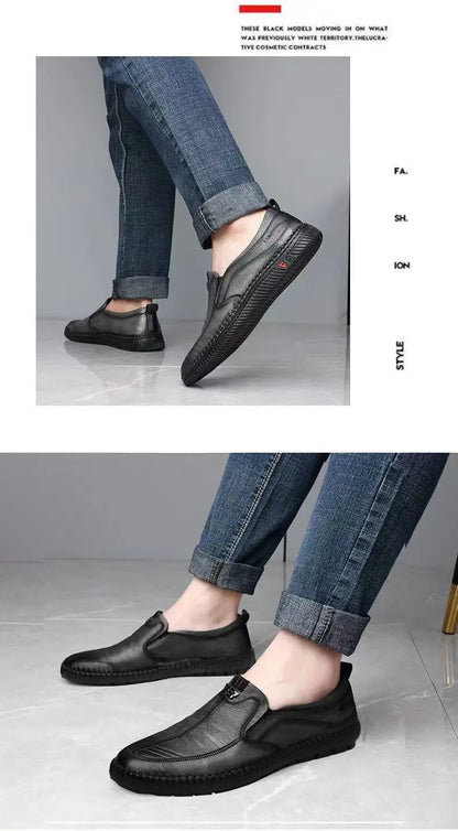 Men PU Leather Loafers Slip-On Non-Slip Breathable Casual Shoes