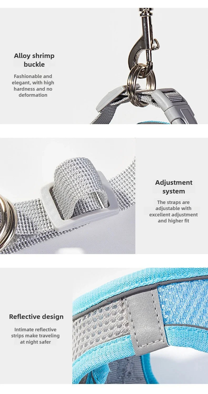 Pet Things Cat Accessories Cute Adjustable Cat Collar and Leash Set for Walking Safe Reflective Soft Comfortable Vest