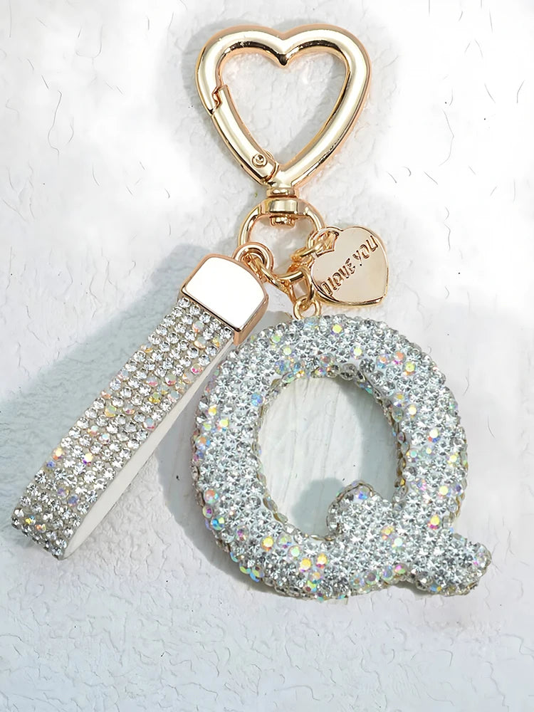 Elegant Diamond Letter Keychain – Lady Bag & Car Accessory