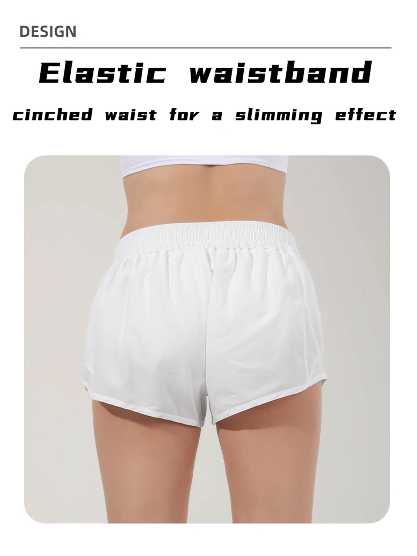 Quick drying sports shorts with lined zipper pockets, women's high waisted running shorts