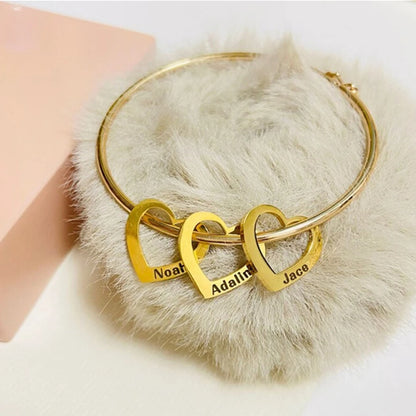 Women’s Stainless Steel Name Bracelet – Personalized Heart Jewelry
