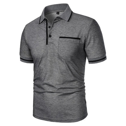 Men's Short Sleeve Polo Shirt Solid Polyester Breathable Casual