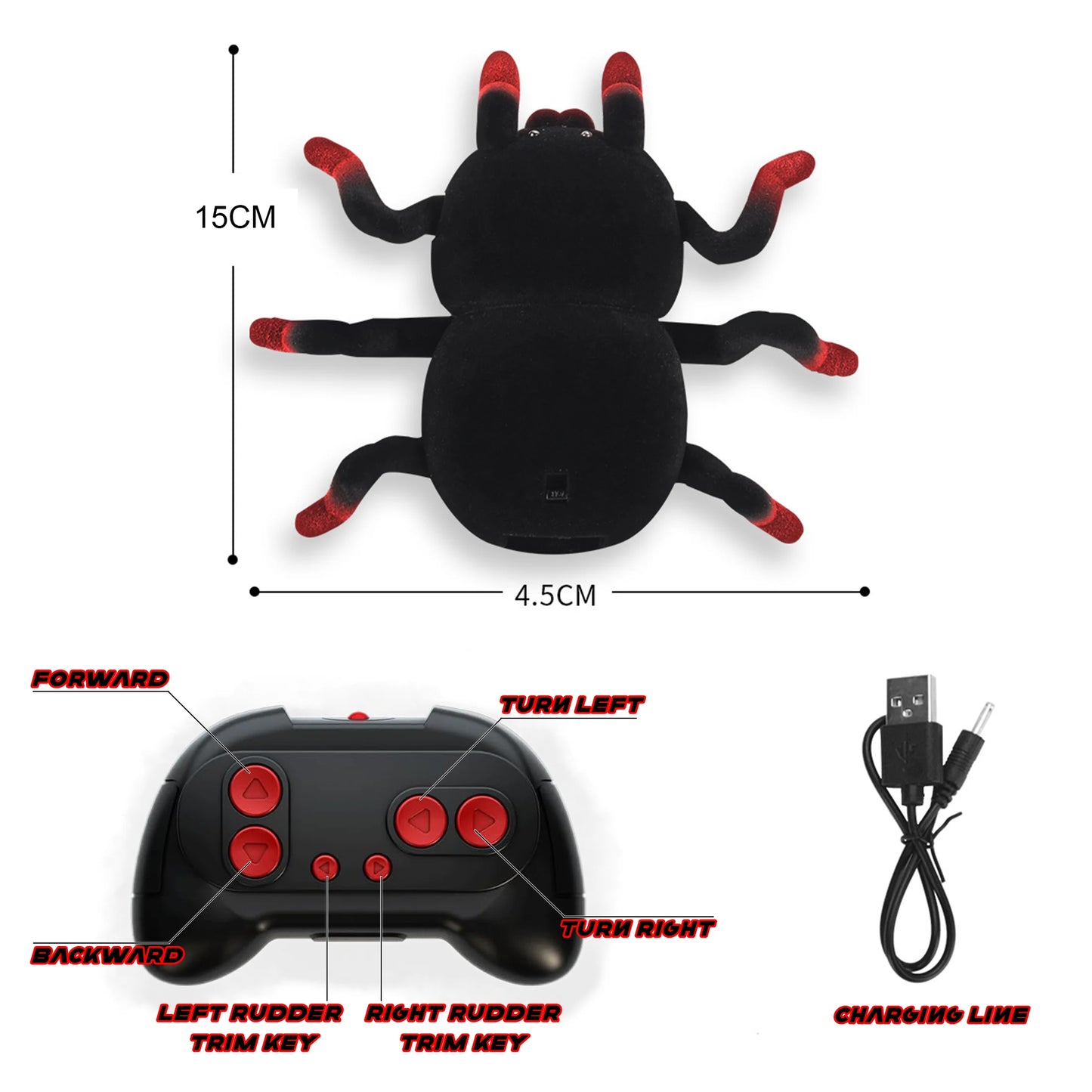 Remote Control Spider Toy, Rechargeable Wall Climbing Tarantula with Lights, Halloween Prank RC Animal Toys for Kids & Adults