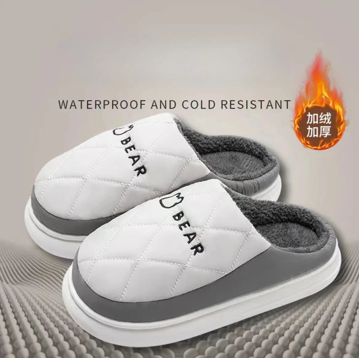 Winter Waterproof Slippers For Men With Plush Insole And Non Slip