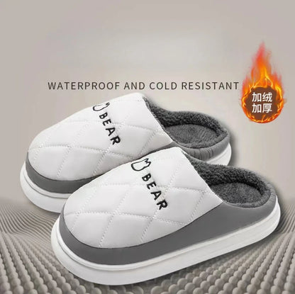 Winter Waterproof Slippers For Men With Plush Insole And Non Slip