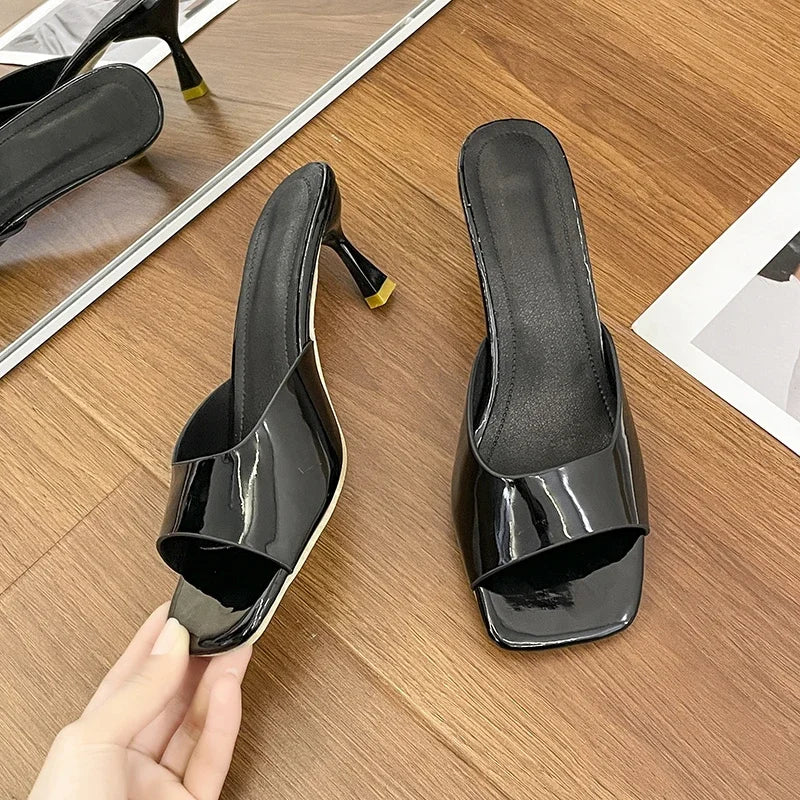 Women High Heel Sandals Summer New Fashion Square Toe Open Toe Women Elegant Casual Comfortable Black High Heel Sandals