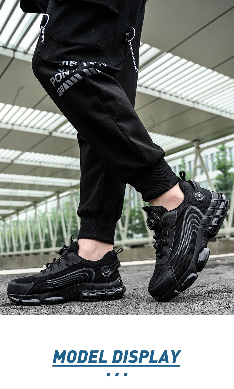 Rotating Button Safety Shoes Men For Work Sneakers Shoes Anti smash Puncture-Proof Protective Men Shoes Steel Toe Work Boots