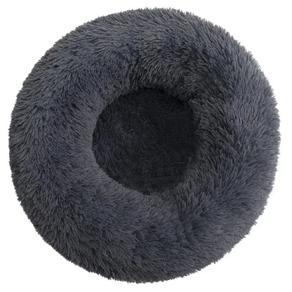 Round Plush Pet Bed For Dogs And Cats 40-90 Cm Diameter Fleece And Long Plush