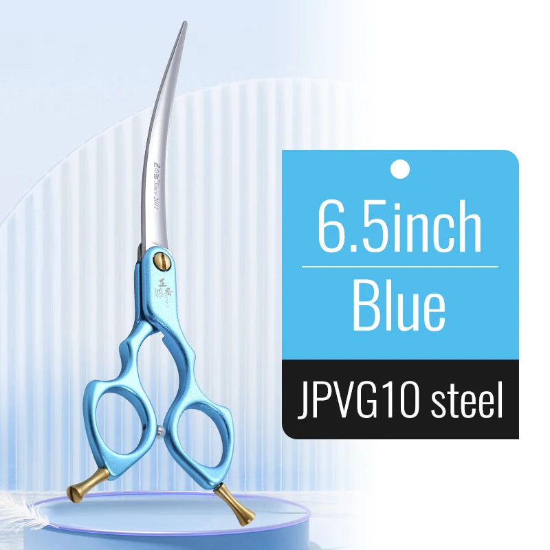 Premium Dog Grooming Curved Scissors – Alloy Handle, 440C Stainless Steel, Professional Pet Shears