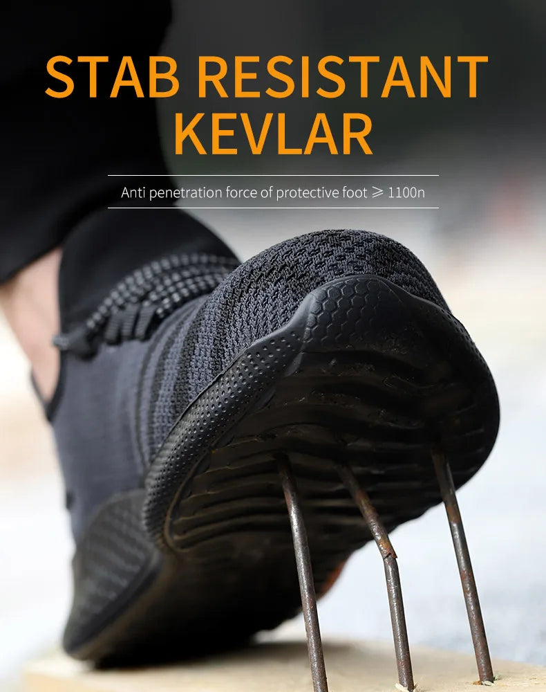 Work Safety Boots Ankle Height Anti Puncture Lace Up Men