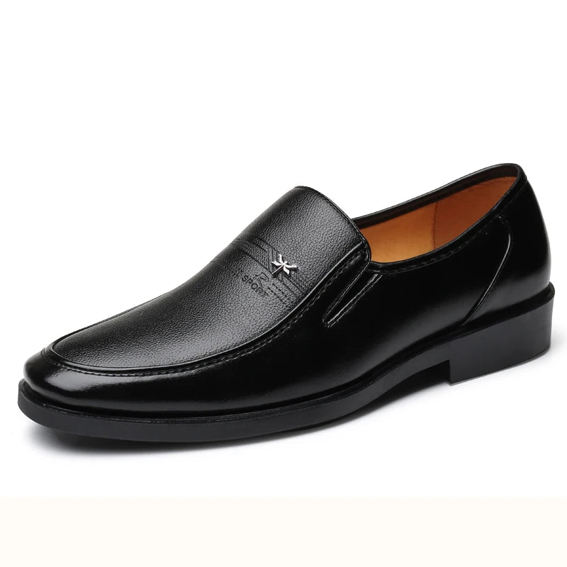 Leather Shoes Slip On Black Mens Formal Loafers Dress Moccasins