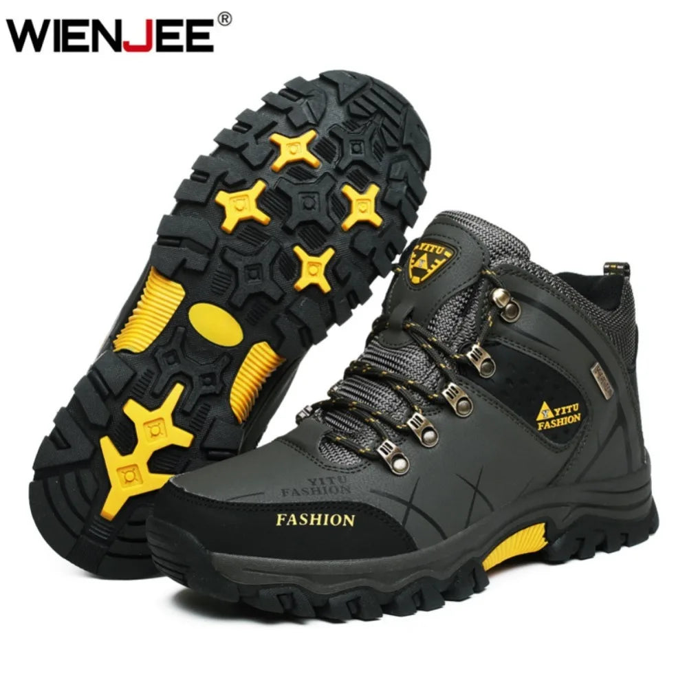 Men's Winter Snow Boots Waterproof Leather Ankle Boots Size 39-47