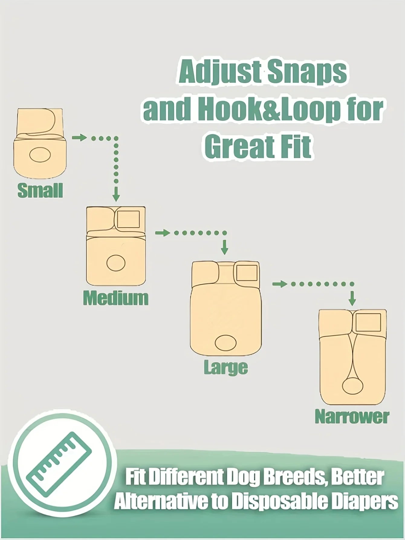 Soft Pet Washable Reusable Dog Period Heat Pants - Highly Absorbent, Adjustable Snaps for Female/Girl Dogs