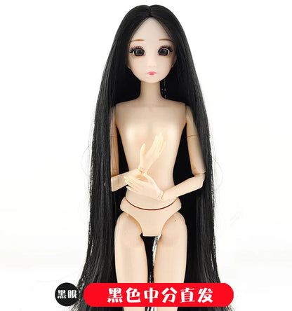 30 cm 1/6 Scale Ball-Jointed Doll With 3D Eyes Long Wig Plastic Body