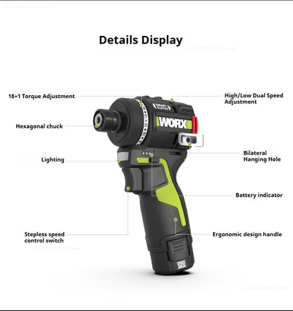 Cordless Driver Drill Brushless Rechargeable Screwdriver With Metal Chuck
