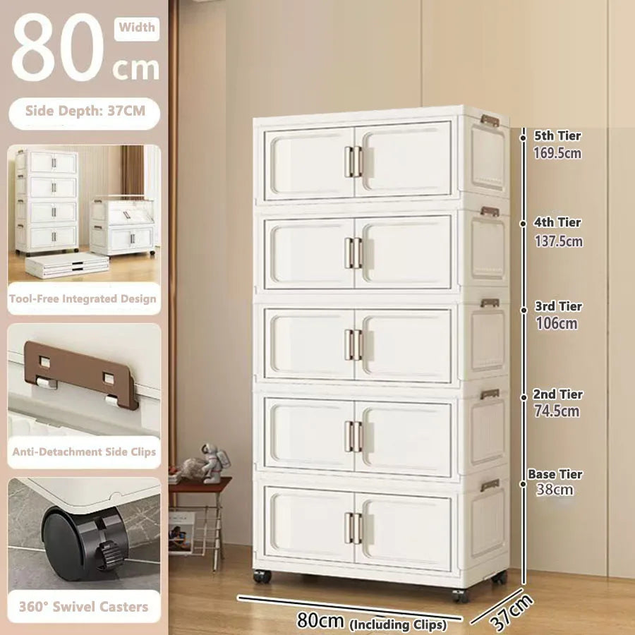Storage Cabinet Folding Storage Box Home Living Room Toy Cabinet Storage Rack Snack Cabinet Installation-Free Kitchen Storage Cabinet Folding Storage Cabinet Organizer