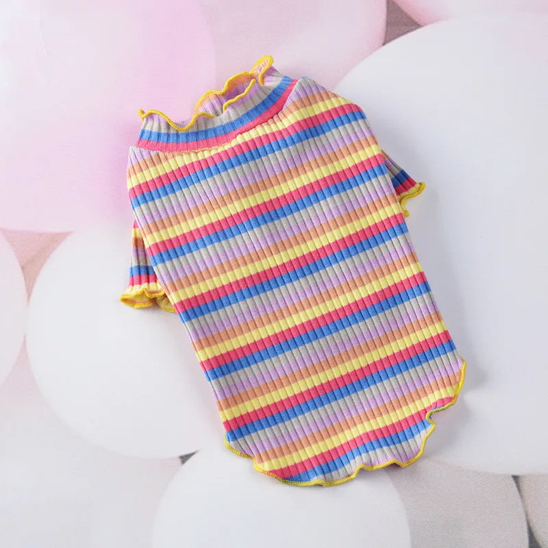 Colorful Stripe Sphynx Cat Vest Shirt for Small Cats Katten Kedi Cotton Puppy Dog Pet Clothes mascotas Clothing ropa para gatos