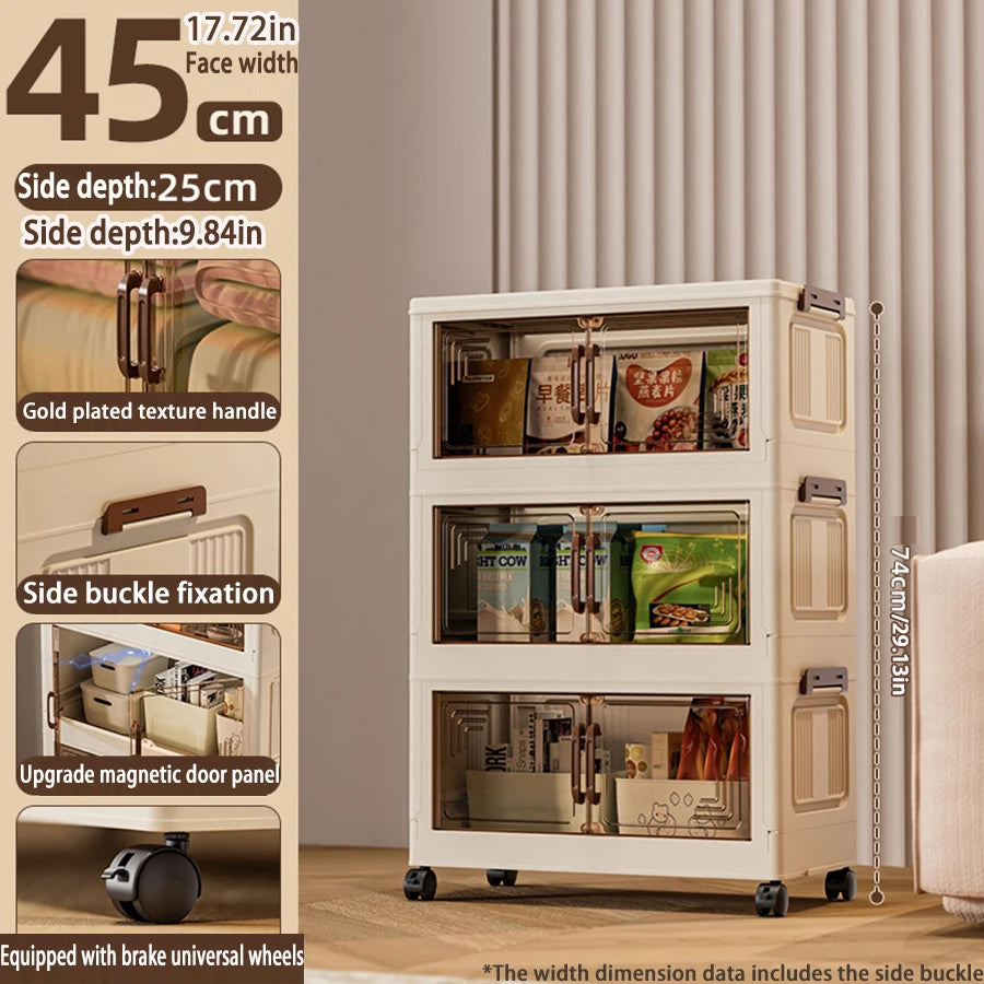 45/55/65cm Length Multifunction Folding Storage Cabinet Sundries Cabinet Large Capacity Dustproof Wardrobe Locker