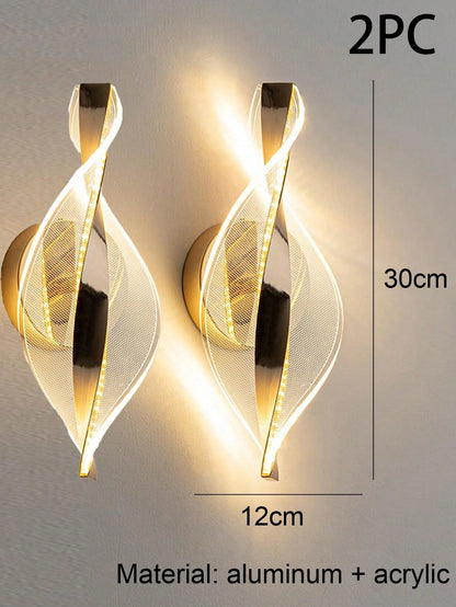 Acrylic LED Wall Light, Gold And Black, Wall Mounted, Bulbs Included