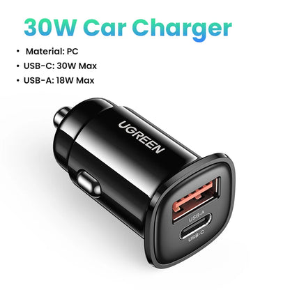 Car Charger USB-C PD Fast Charge Quick Charge 4.0/3.0 For Phones