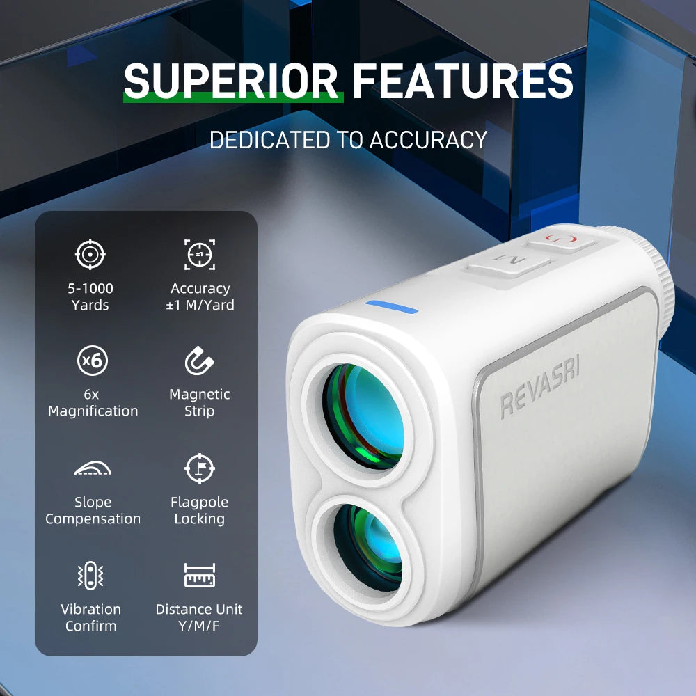 REVASRI Laser Rangefinder Golf, 1090 Yards Golf Rangefinder with Slope Compensation and Flag Lock Vibration Leather Feel Magnet