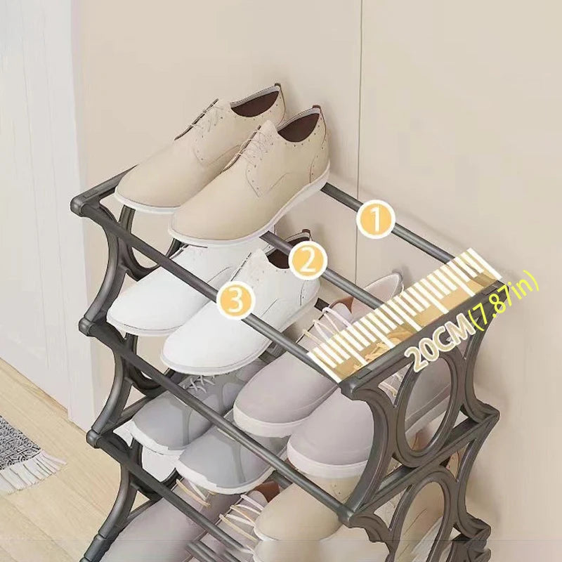 4-6 Tier Metal Shoe Rack Shoe Storage Organizer, Freestanding Durable Narrow Shoe Rack, Vertical Slim Shoe Tower, Multifunctional Heavy-Duty Storage Unit Shoe Rack, Entryway Shoe Rack Space-Saving Shoe Rack, Suitable for Clos