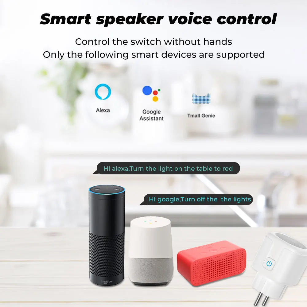 Tuya WiFi Smart Plug 16A/20A EU Smart Socket With Power Monitor Timing Smart Life Support Alexa Google Home Yandex SmartThings