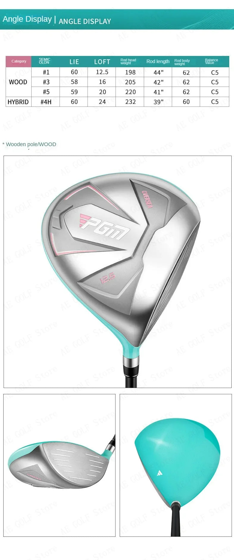 PGM Women Golf Clubs Set with Golf Bag Stainless Steel / Carbon Shaft Iron Wood Driver Beginer Training Golf Supplies  LTG051