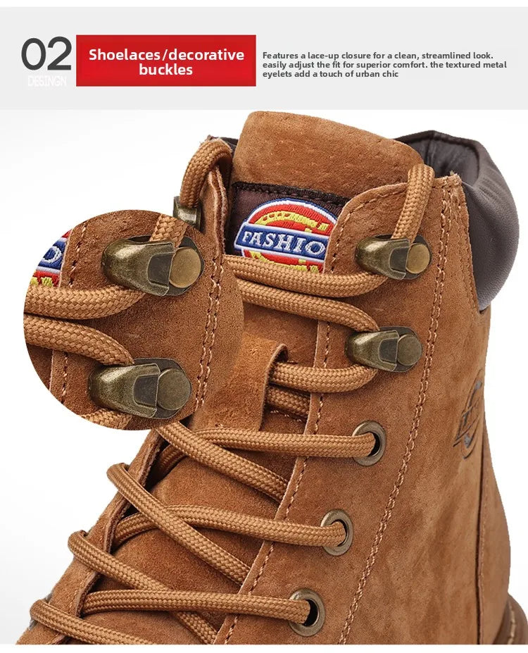 High Quality Men Shoes Genuine Leather Men Boots Outdoor Casual Shoes for Men Platform Boots Plush Ankle Boots Botas Para Hombre