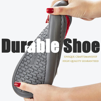 Men's Platform Slippers With Embroidered Cushion, Indoor House Shoes